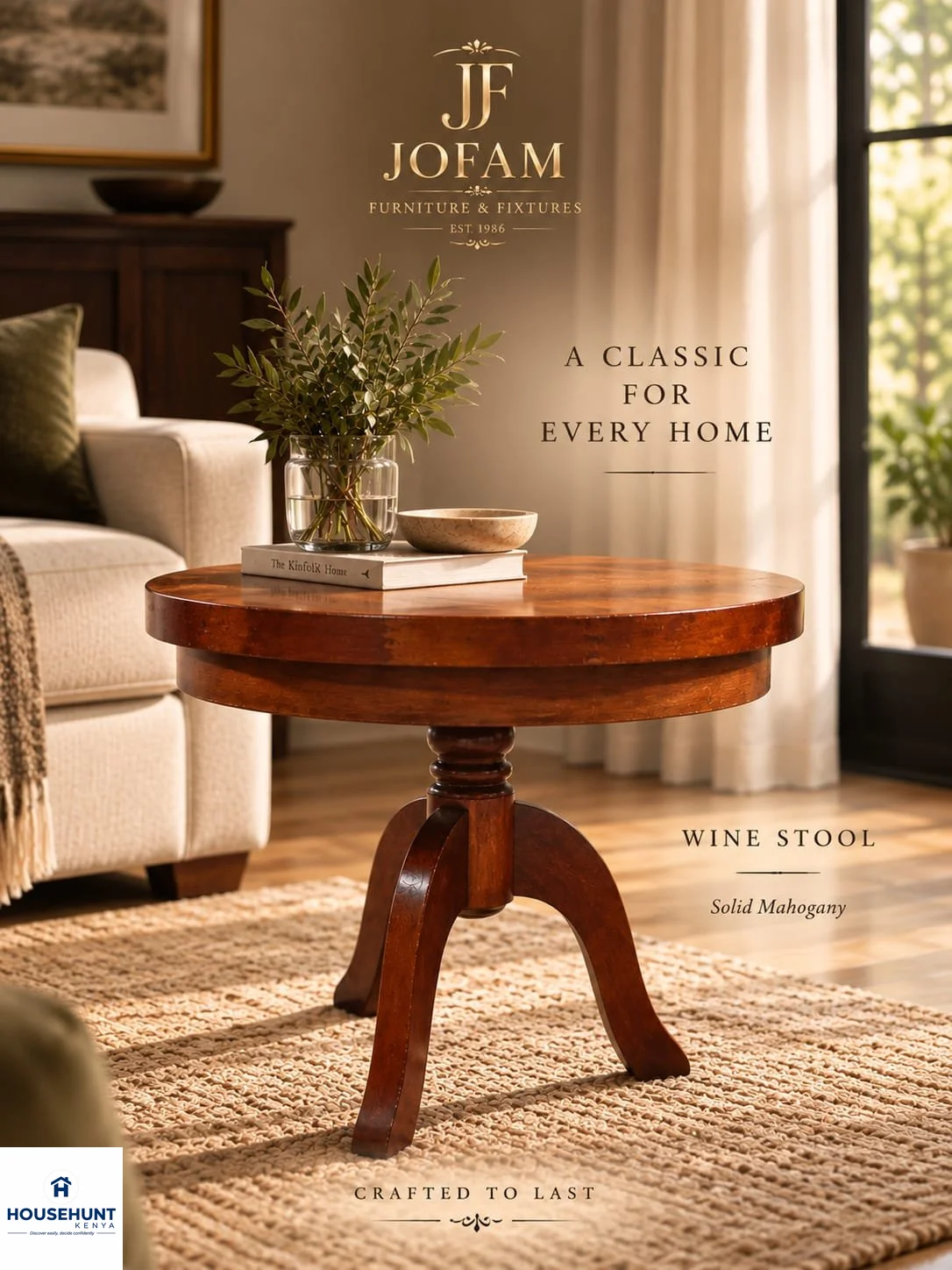 T-winestool - Handcrafted Kenyan Mahogany by Jofam Furniture