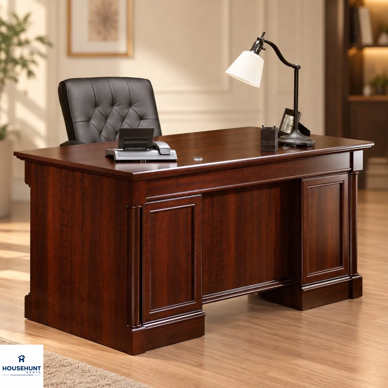 Office Desk - Handcrafted Kenyan Mahogany by Jofam Furniture