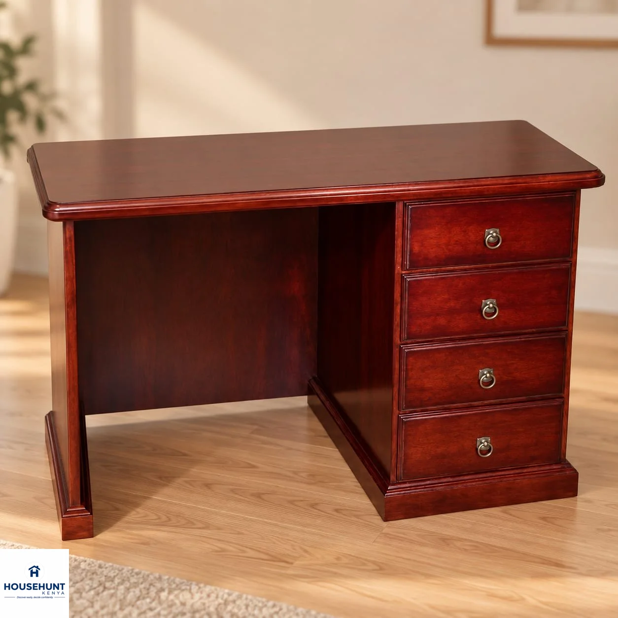 Simple Office Desk - Handcrafted Kenyan Mahogany by Jofam Furniture